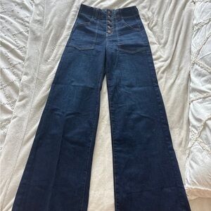 Navy Wide-Leg High-Rise Jeans
